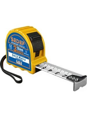 SEDEF 3MT X 16MM PROFESYONEL STOPLU ÇELİK ŞERİT METRE 37211
